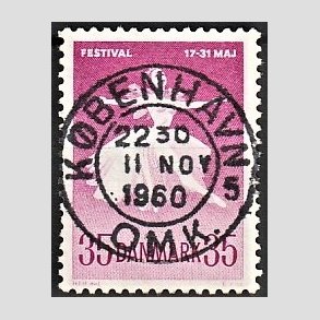 FRIM�RKER DANMARK | 1959 - AFA 377 - Ballet og Musikfestival - 35 �re r�dlilla - Pragt Stemplet