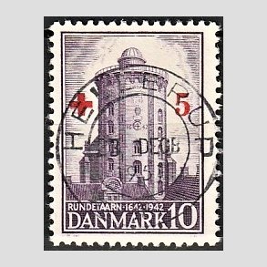 FRIMRKER DANMARK | 1944 - AFA 283 - Rde Kors provisorium - + 5/ 10 re violet - Pragt Stemplet Hellerup