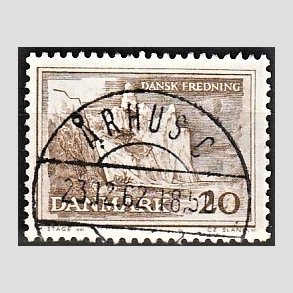 FRIM�RKER DANMARK | 1962 - AFA 411 - M�ns klint - 20 �re gr�brun - Pragt Stemplet