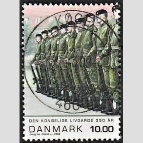 FRIM�RKER DANMARK | 2008 - AFA 1534 - Livgarden 350 �r. - 10,00 Kr. flerfarvet - Lux Stemplet