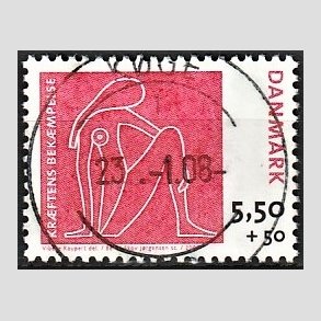FRIMRKER DANMARK | 2008 - AFA 1529 - Krftens Bekmpelse - 5,50 + 0,50 Kr. flerfarvet - Lux Stemplet Kge