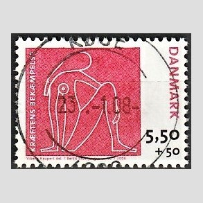 FRIMRKER DANMARK | 2008 - AFA 1529 - Krftens Bekmpelse - 5,50 + 0,50 Kr. flerfarvet - Lux Stemplet Kge