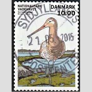 FRIM�RKER DANMARK | 2015 - AFA 1807 - Nationalpark Vadehavet - 10,00 Kr. kobbersneppe - Pragt Stemplet