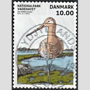 FRIM�RKER DANMARK | 2015 - AFA 1807 - Nationalpark Vadehavet - 10,00 Kr. kobbersneppe - Pragt Stemplet