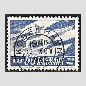 FRIM�RKER DANMARK | 1961 - AFA 391 - SAS 10 �rs jubil�um - 60 �re bl� - Lux Stemplet