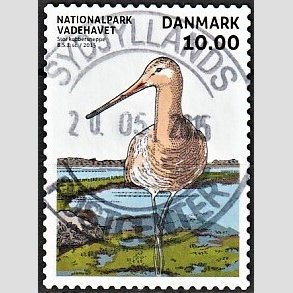 FRIM�RKER DANMARK | 2015 - AFA 1807 - Nationalpark Vadehavet - 10,00 Kr. kobbersneppe - Pragt Stemplet
