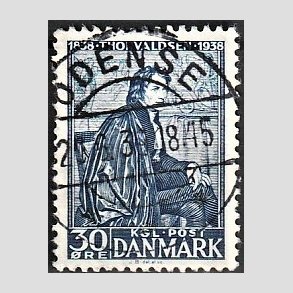 FRIM�RKER DANMARK | 1938 - AFA 251 - Thorvaldsen 30 �re bl� - Lux Stemplet Odense
