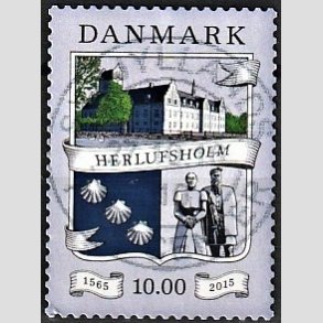 FRIM�RKER DANMARK | 2015 - AFA 1824 - Herlufsholm 450 �r - 10,00 Kr. flerfarvet - Pragt Stemplet