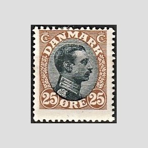 FRIMRKER DANMARK | 1918-20 - AFA 101 - Chr. X 25 re brun/sort - Ubrugt