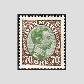 FRIMRKER DANMARK | 1918-20 - AFA 108 - Chr. X 70 re brun/grn - Ubrugt