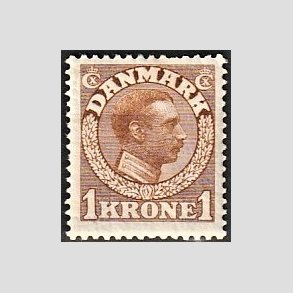 FRIMRKER DANMARK | 1913 - AFA 75 - Chr. X 1 Kr. gulbrun - Ubrugt