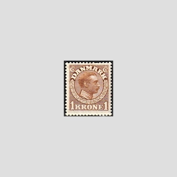 FRIMRKER DANMARK | 1913 - AFA 75 - Chr. X 1 Kr. gulbrun - Ubrugt