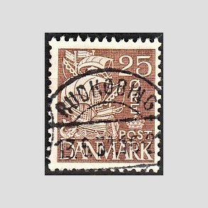 FRIM�RKER DANMARK | 1934 - AFA 214 - Karavel 25 �re brun Type I - Lux Stemplet Rudk�bing