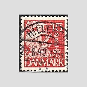 FRIM�RKER DANMARK | 1937-40 - AFA 203a - Karavel 15 �re r�d Type II - Lux Stemplet Hiller�d