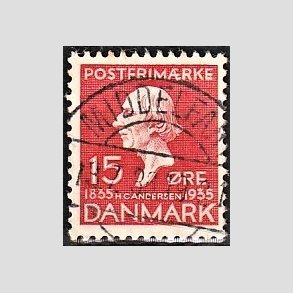 FRIM�RKER DANMARK | 1935 - AFA 226 - H. C. Andersen 15 �re r�d - Lux Stemplet