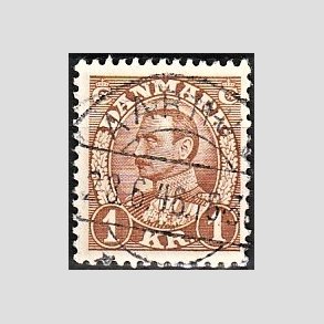 FRIMRKER DANMARK | 1934 - AFA 211 - Chr. X 1 Kr. brun - Lux Stemplet
