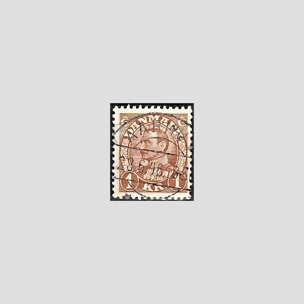 FRIMRKER DANMARK | 1934 - AFA 211 - Chr. X 1 Kr. brun - Lux Stemplet