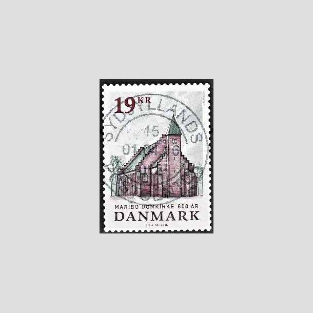 FRIMRKER DANMARK | 2016 - AFA 1844 - Maribo Domkirke 600 r - 19,00 Kr. flerfarvet - Pragt Stemplet