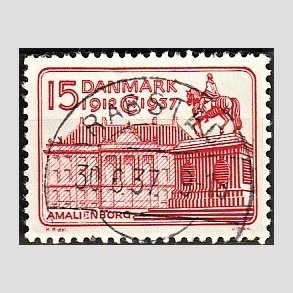 FRIM�RKER DANMARK | 1937 - AFA 241 - Chr. X 25 �re jubil�um 15 �re r�d - Lux Stemplet