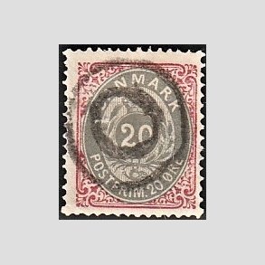 FRIM�RKER DANMARK | 1875 - AFA 28y omv.rm. - 20 �re r�d/gr� - Stemplet