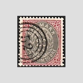 FRIM�RKER DANMARK | 1875 - AFA 28 - 20 �re r�d/gr� - Stemplet