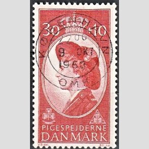 FRIMRKER DANMARK | 1960 - AFA 390 - Dronning Ingrid - 30 + 10 re rd - Pragt Stemplet