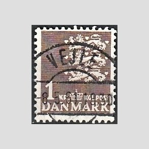 FRIMRKER DANMARK | 1946-47 - AFA 293 - Rigsvben 1,00 Kr. brun - Lux Stemplet Vejle