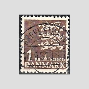 FRIMRKER DANMARK | 1946-47 - AFA 293 - Rigsvben 1,00 Kr. brun - Lux Stemplet Greve Strand