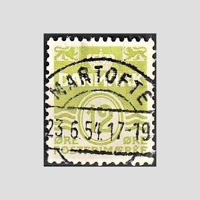 FRIM�RKER DANMARK | 1952-53 - AFA 335 - B�lgelinie 12 �re lysgr�n - Lux Stemplet 