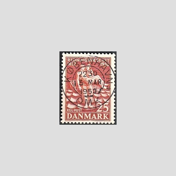 FRIMRKER DANMARK | 1952 - AFA 334 - Redningsvsnet 100 r - 25 re brunrd - Pragt Stemplet