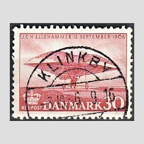 FRIM�RKER DANMARK | 1956 - AFA 366 - Ellehammer - 30 �re r�d - Pragt Stemplet