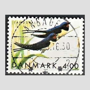 FRIM�RKER DANMARK | 1999 - AFA 1222 - Danske tr�kfugle - 4,00 Kr. landsvaler - Pragt Stemplet Ansager