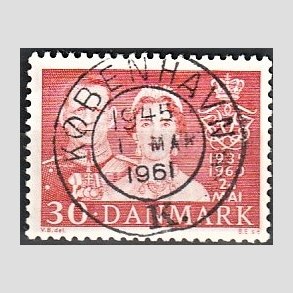 FRIM�RKER DANMARK | 1960 - AFA 384 - S�lvbryllup - 30 �re r�d - Pragt Stemplet K�benhavn