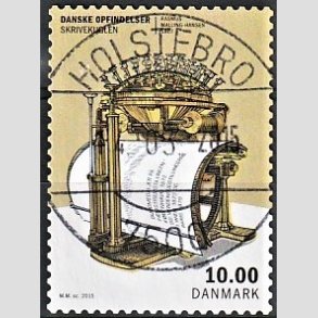 FRIM�RKER DANMARK | 2015 - AFA 1820 - Danske opfindelser - 10,00 Kr. skrivekuglen - Pragt Stemplet