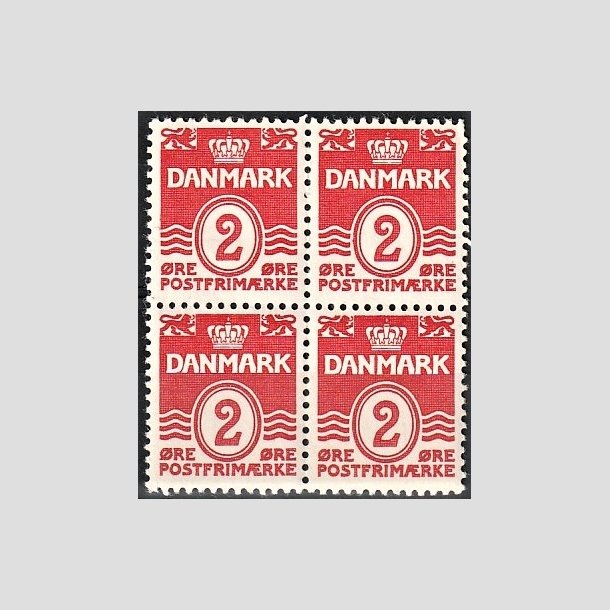 FRIMRKER DANMARK | 1933 - AFA 197 - Blgelinie 2 re rd i Fire-blok - Postfrisk