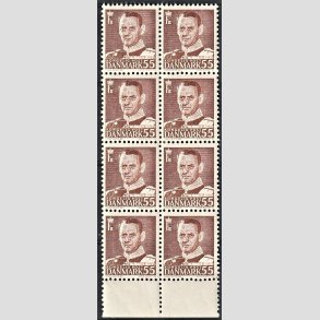 FRIMRKER DANMARK | 1951 - AFA 327 - Fr. IX 55 re brun i 8-blok - Postfrisk