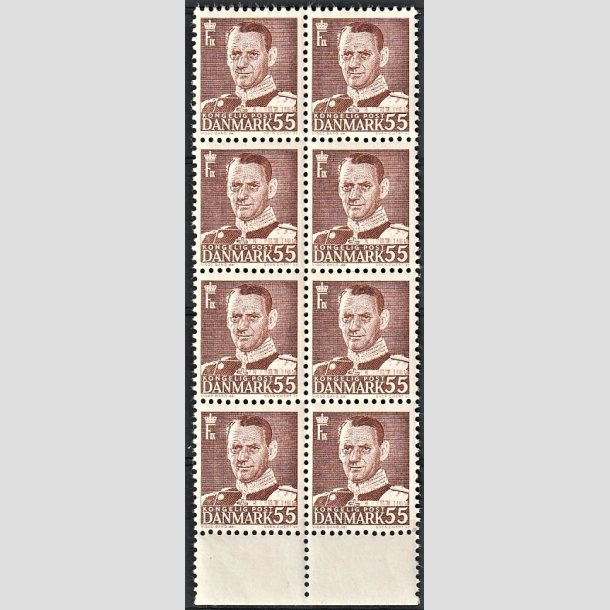 FRIMRKER DANMARK | 1951 - AFA 327 - Fr. IX 55 re brun i 8-blok - Postfrisk