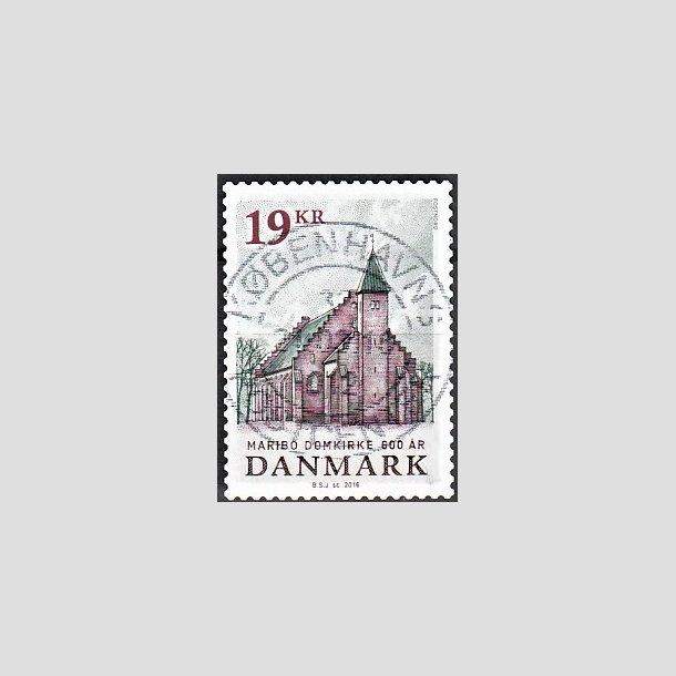 FRIMRKER DANMARK | 2016 - AFA 1844 - Maribo Domkirke 600 r - 19,00 Kr. flerfarvet - Pragt Stemplet