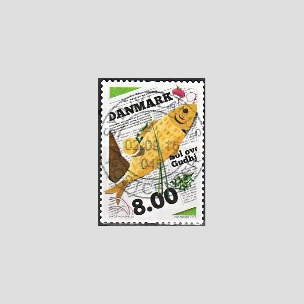 FRIMRKER DANMARK | 2016 - AFA 1842 - Nordisk madkultur - 8,00 Kr. flerfarvet - Pragt Stemplet