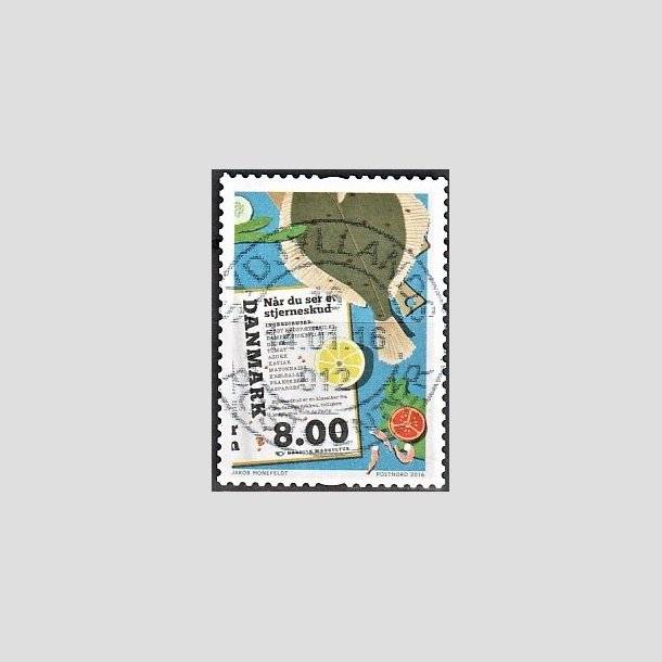 FRIMRKER DANMARK | 2016 - AFA 1841 - Nordisk madkultur - 8,00 Kr. flerfarvet - Pragt Stemplet