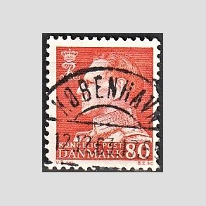 FRIMRKER DANMARK | 1961-62 - AFA 400 - Fr. IX 80 re orangegul - Pragt Stemplet
