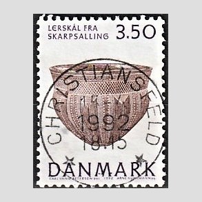 FRIM�RKER DANMARK | 1992 - AFA 1007 - Nationalmuseets samlinger - 3,50 Kr. lilla/brun - Pragt Stemplet