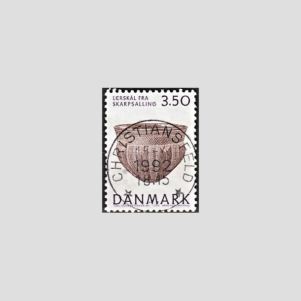 FRIMRKER DANMARK | 1992 - AFA 1007 - Nationalmuseets samlinger - 3,50 Kr. lilla/brun - Pragt Stemplet