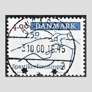 FRIMRKER DANMARK | 2000 - AFA 1263 - Spastikerforeningen - 4,00 Kr. + 50 re bl/rd - Pragt Stemplet