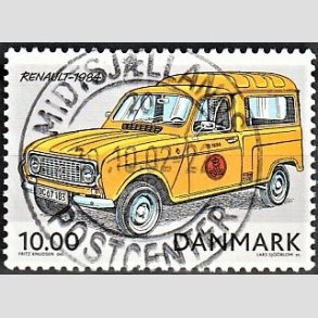 FRIM�RKER DANMARK | 2002 - AFA 1323 - Postk�ret�jer - 10,00 Kr. flerfarvet - Pragt Stemplet