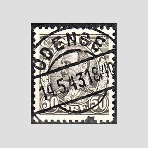FRIMRKER DANMARK | 1934 - AFA 209 - Chr. X 50 re gr - Lux Stemplet 