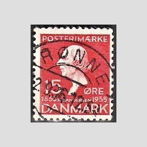 FRIM�RKER DANMARK | 1935 - AFA 226 - H. C. Andersen 15 �re r�d - Pragt Stemplet