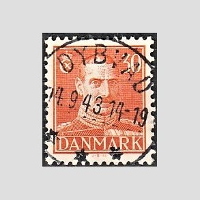 FRIMRKER DANMARK | 1942-44 - AFA 278 - Chr. X 30 re orange - Lux Stemplet