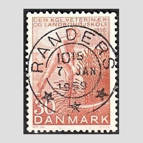 FRIMRKER DANMARK | 1958 - AFA 372 - Landbohjskolen 100 r - 30 re rd - Pragt Stemplet Randers