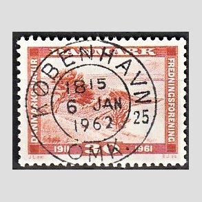 FRIM�RKER DANMARK | 1961 - AFA 392 - Naturfredningsforening 50 �r. - 30 �re brunr�d - Pragt Stemplet